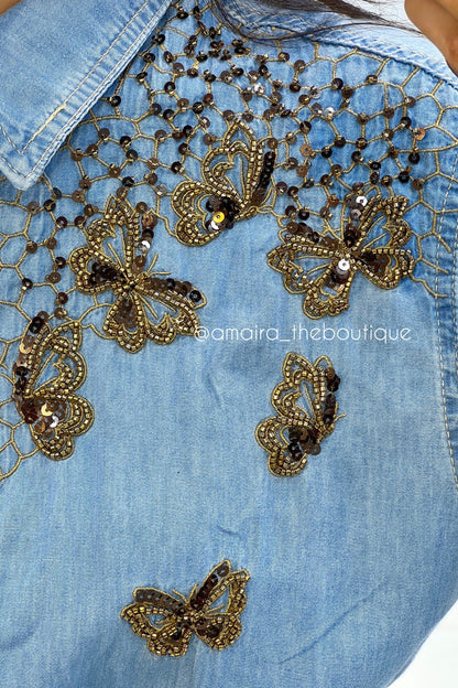 BUTTERFLY DENIM DRESSES