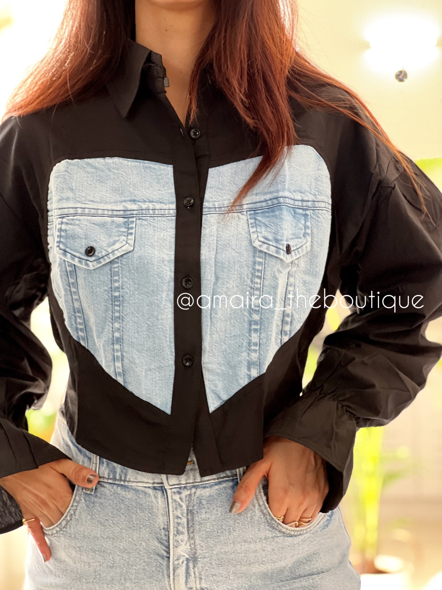 DENIM BAGGY CROP TOPS-2